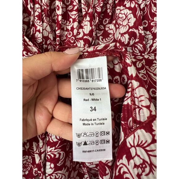 See by Chloé Red Printed Ruffle Blouse IT 34 / US XS – Elegant Designer Top - Picture 6 of 13